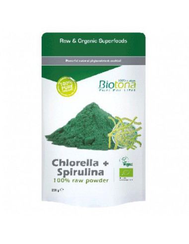 Chlorella y espirulina polvo superfood bio 200g Biotona