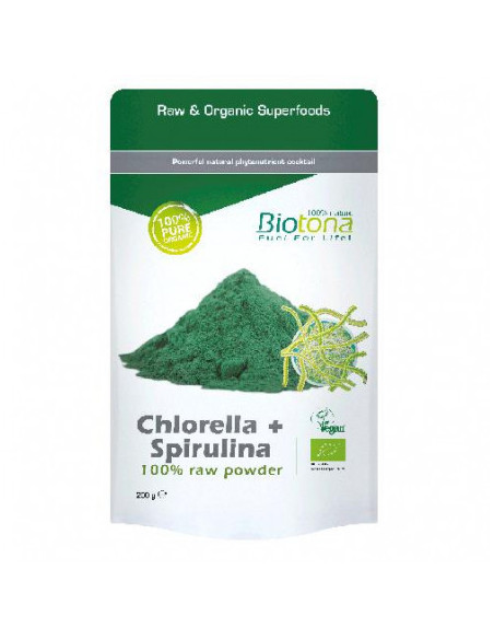 Chlorella y espirulina polvo superfood bio 200g Biotona